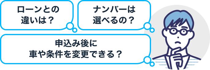 ローンとの違いは？ナンバーは選べるの？申込み後に車や条件を変更できる？