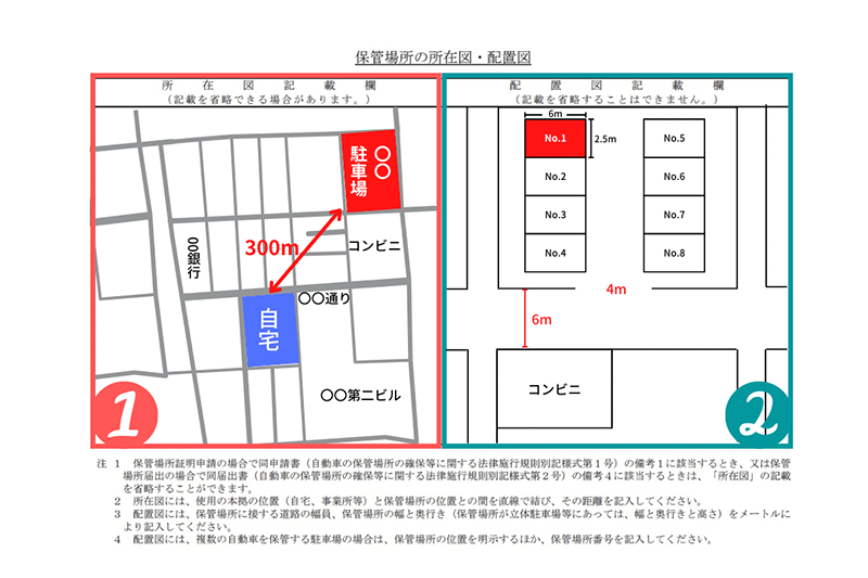 保管場所の所在図・配置図の解説画像